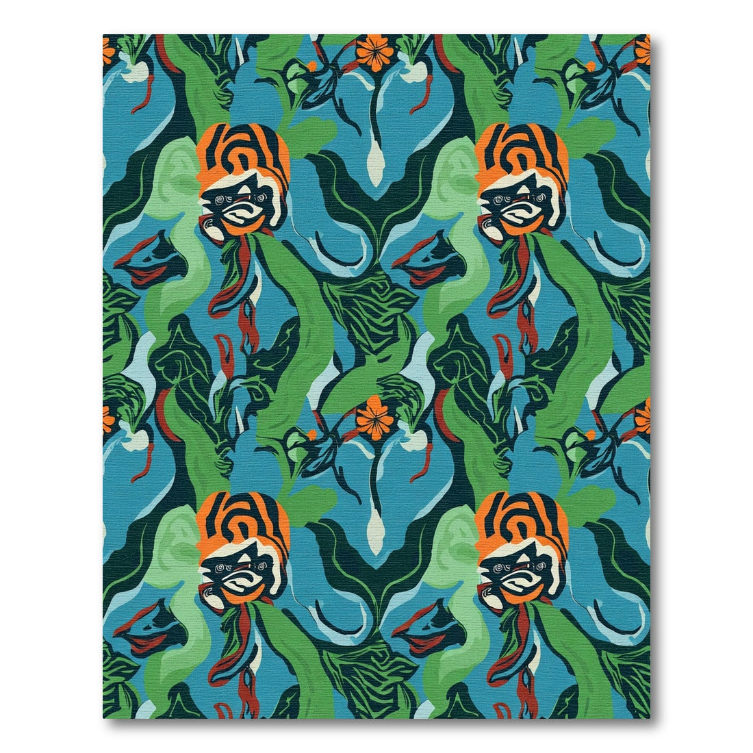 Vivid Tribal Floral Abstract Composition Rug