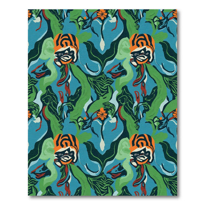 Vivid Tribal Floral Abstract Composition Rug