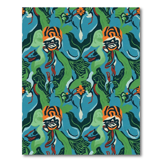 Vivid Tribal Floral Abstract Composition Rug