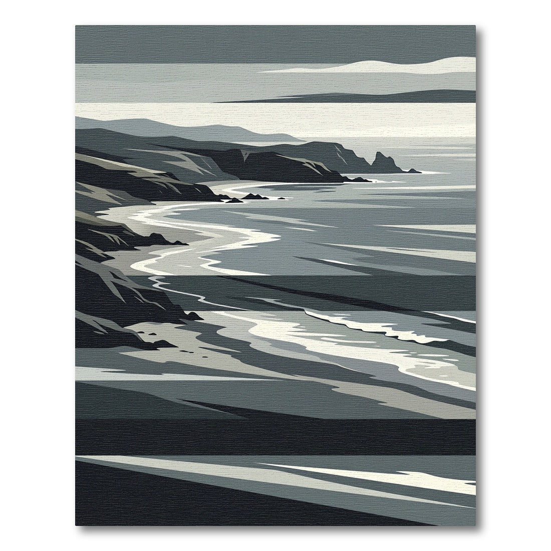 Monochromatic Coastal Cliffs Horizon Rug