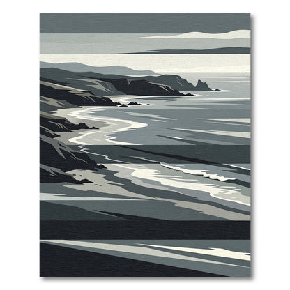 Monochromatic Coastal Cliffs Horizon Rug