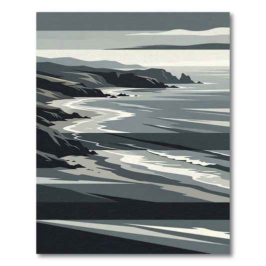 Monochromatic Coastal Cliffs Horizon Rug