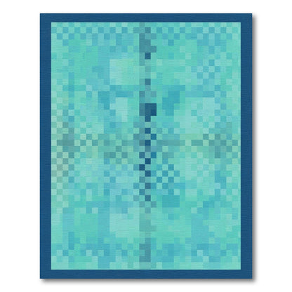 Aqua Blue Pixelated Butterfly Rug