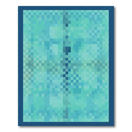 Aqua Blue Pixelated Butterfly Rug