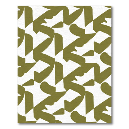 Olive Abstract Interlocking Forms Rug