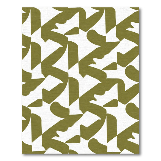Olive Abstract Interlocking Forms Rug