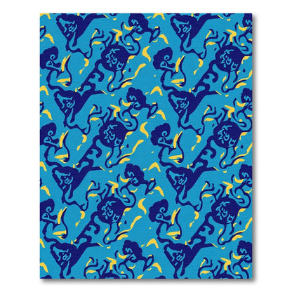 Abstract Blue Yellow Swirls Rug