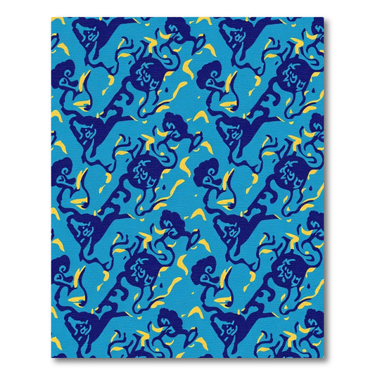 Abstract Blue Yellow Swirls Rug