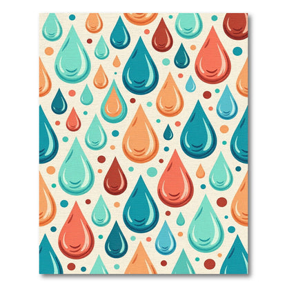 Retro Teal Orange Crimson Drops Rug