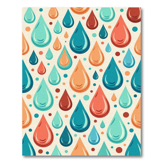 Retro Teal Orange Crimson Drops Rug