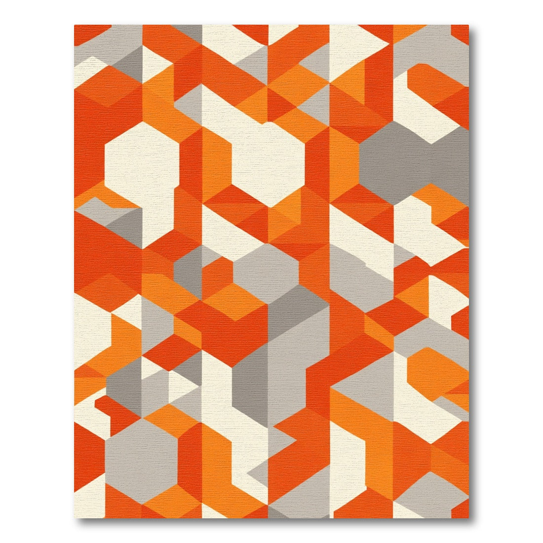 Vivid Orange Gray Geometric Illusion Rug