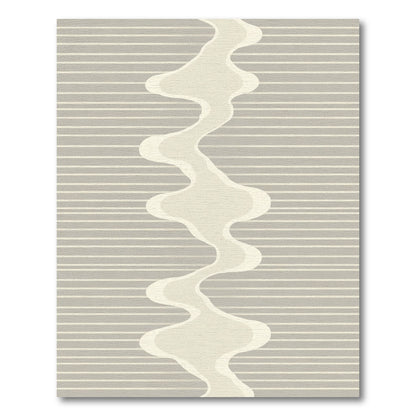 Neutral Cream Wavy Stripe Rug
