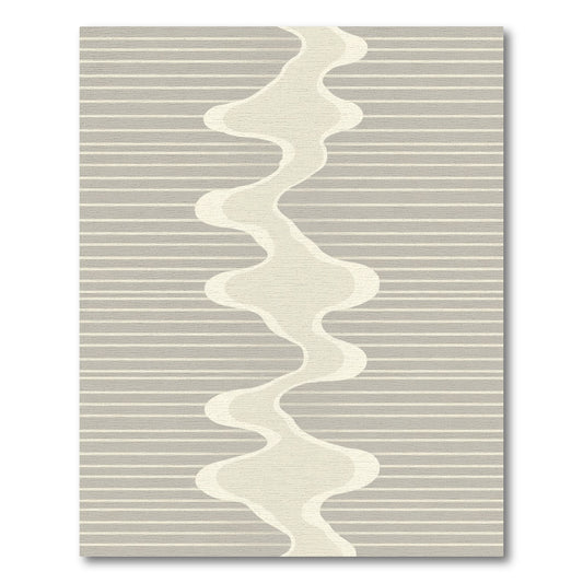 Neutral Cream Wavy Stripe Rug