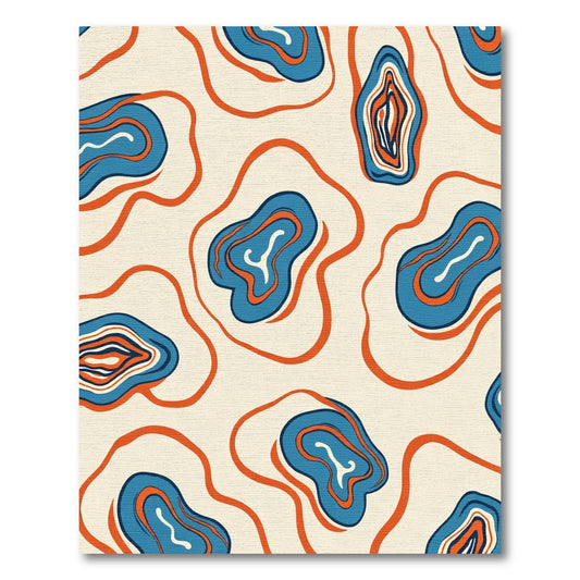 Retro Blue Orange Organic Waves Rug