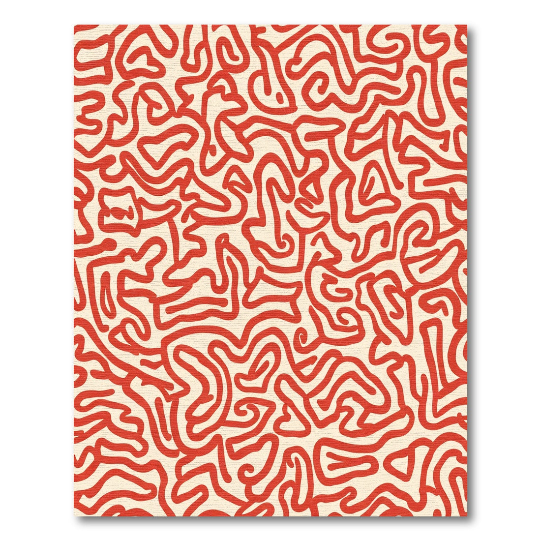 Crimson Abstract Organic Lines Rug