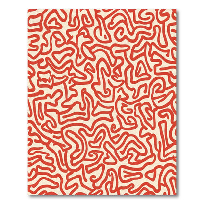 Crimson Abstract Organic Lines Rug