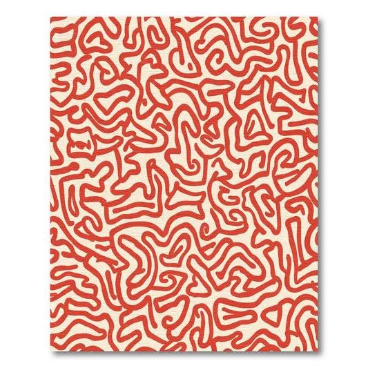 Crimson Abstract Organic Lines Rug