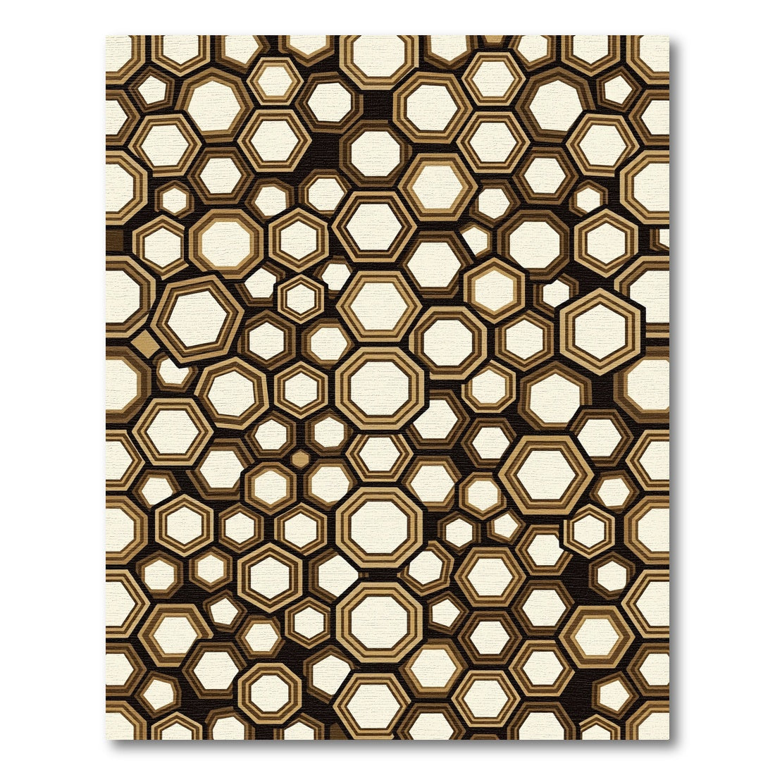 Brown Gold Geometric Honeycomb Rug
