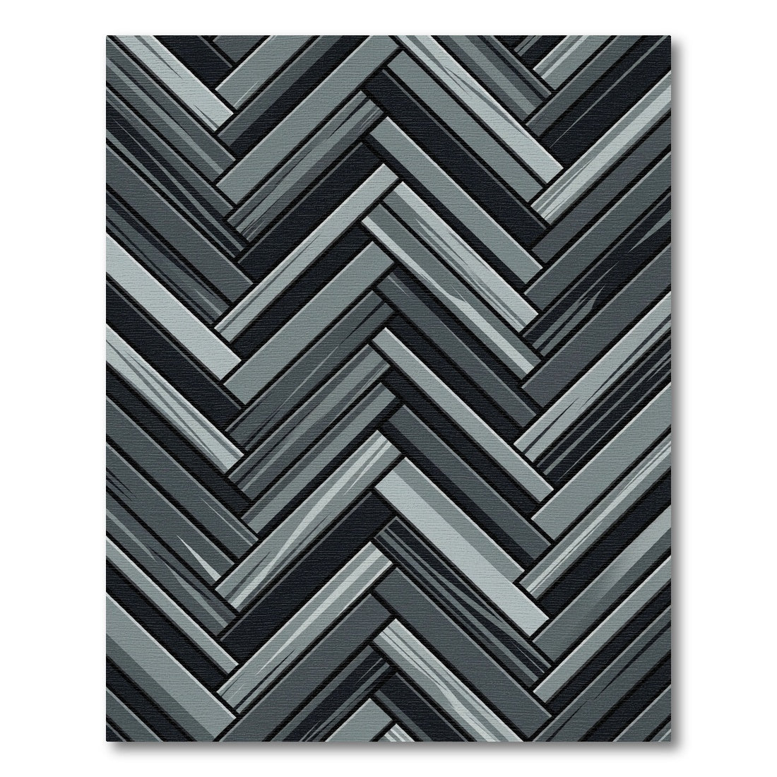 Monochrome Gray Herringbone Geometric Rug