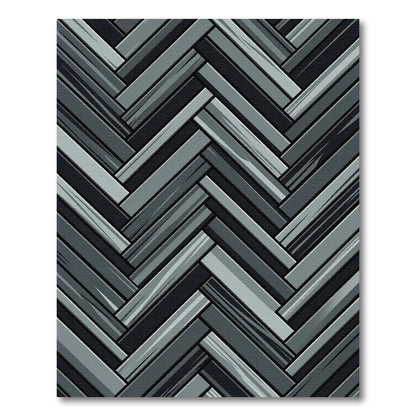 Monochrome Gray Herringbone Geometric Rug