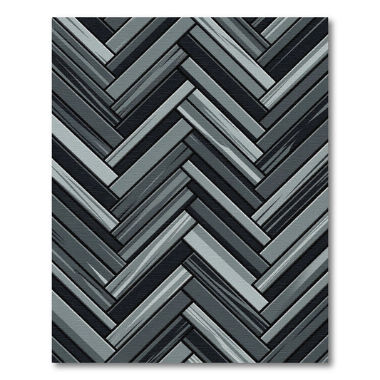 Monochrome Gray Herringbone Geometric Rug