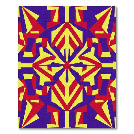Bold Geometric Starburst Color Collage Rug