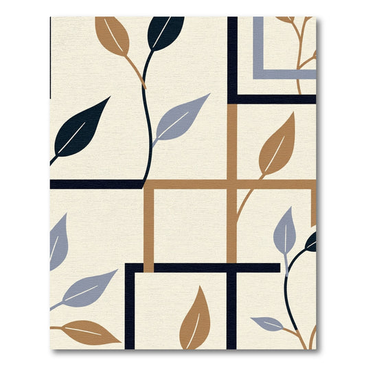 Geometric Leaf Inlay Neutral Tones Rug