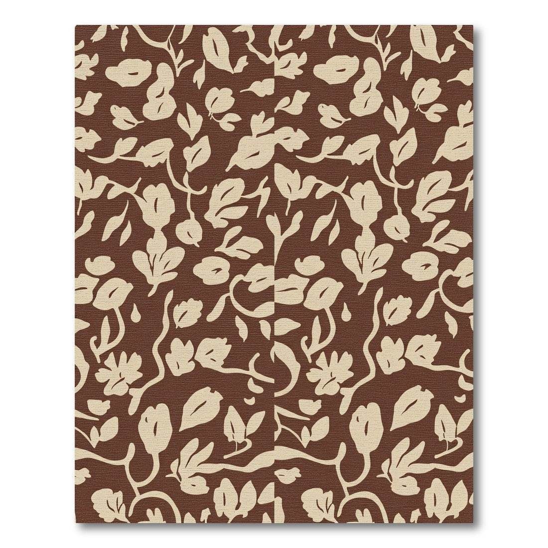 Brown Floral Vine Botanical Art Rug