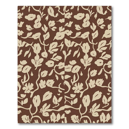Brown Floral Vine Botanical Art Rug