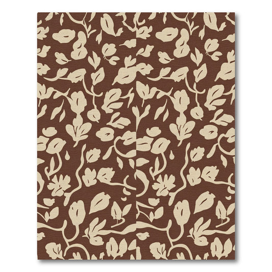 Brown Floral Vine Botanical Art Rug