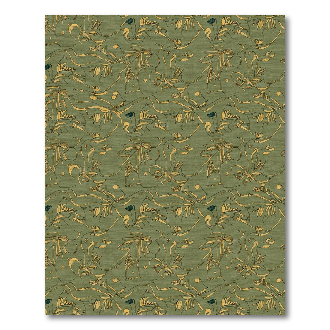 Art Nouveau Olive Gold Botanical Swirl Rug