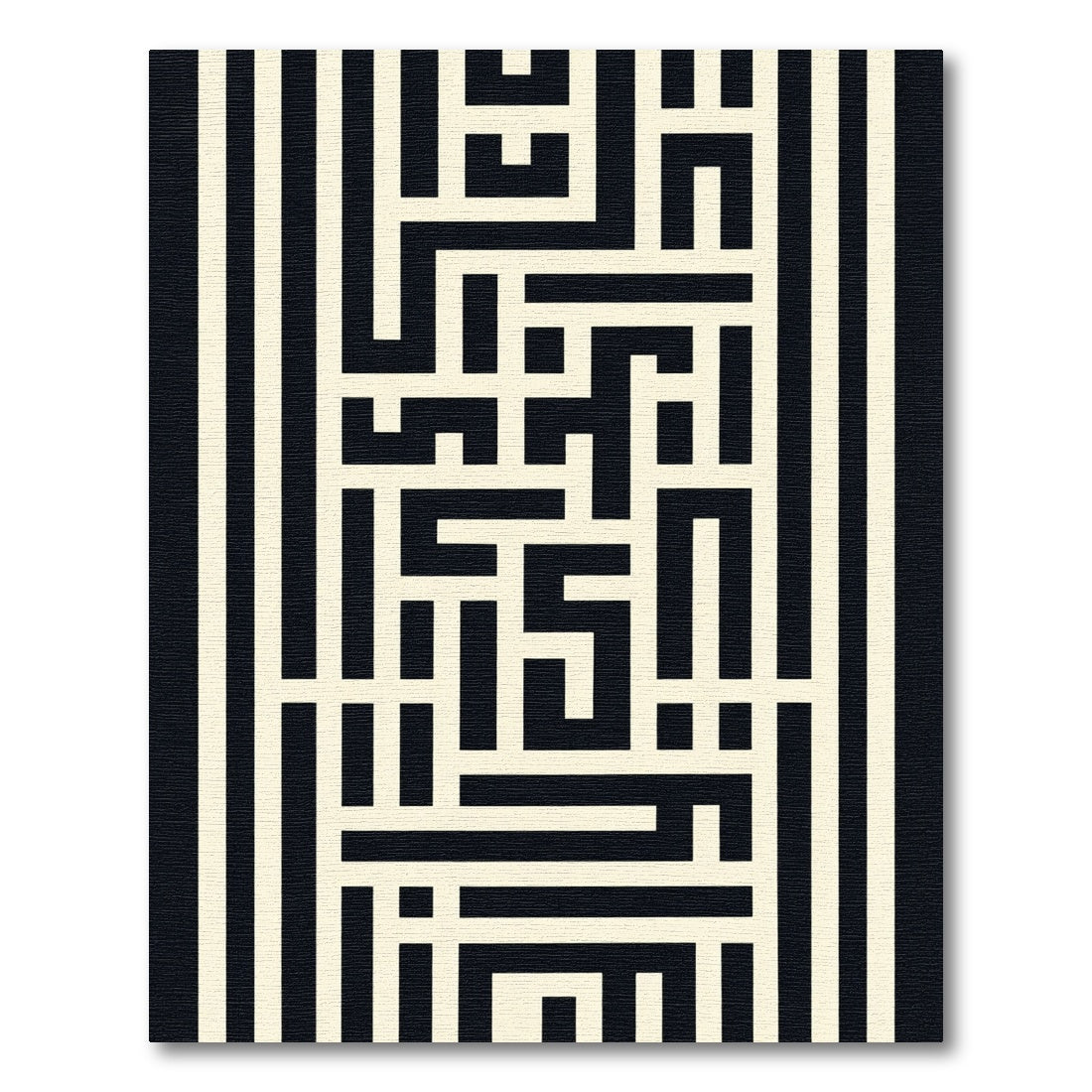 Modern Black Cream Geometric Maze Rug