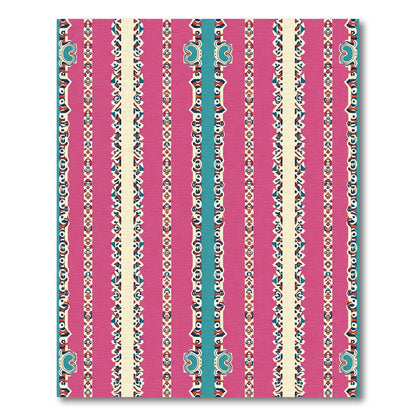 Fuchsia Blue Ivory Tribal Stripe Rug