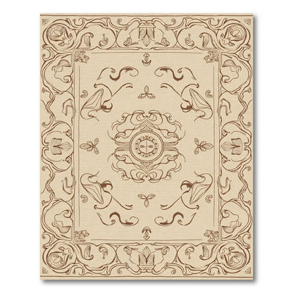 Art Nouveau Beige Floral Mandala Rug