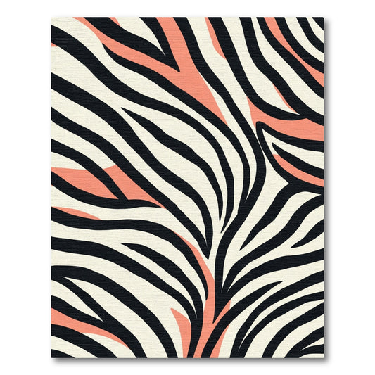 Cream Black Coral Zebra Stripes Rug