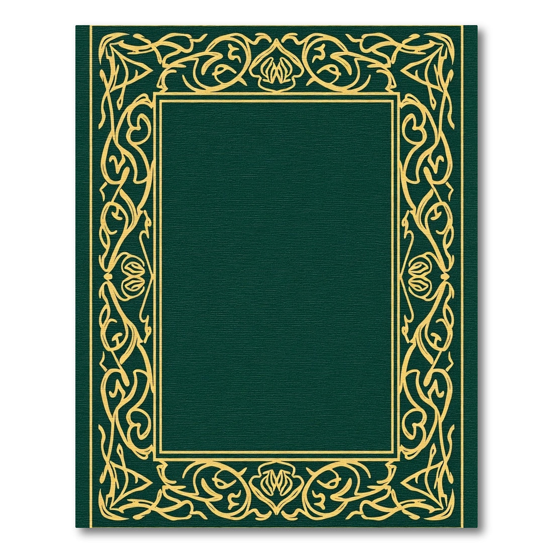 Rich Gold Emerald Leafy Border Rug