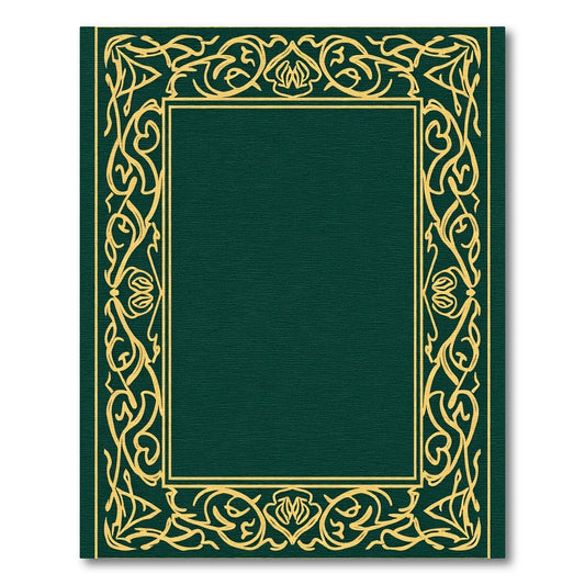 Rich Gold Emerald Leafy Border Rug