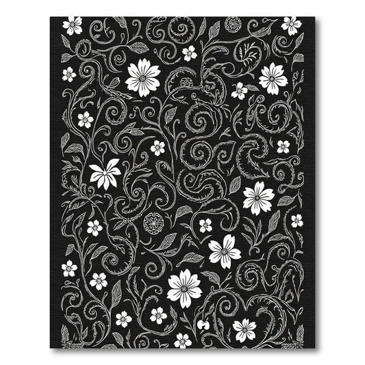 Whimsical White Floral Vine Swirl Rug