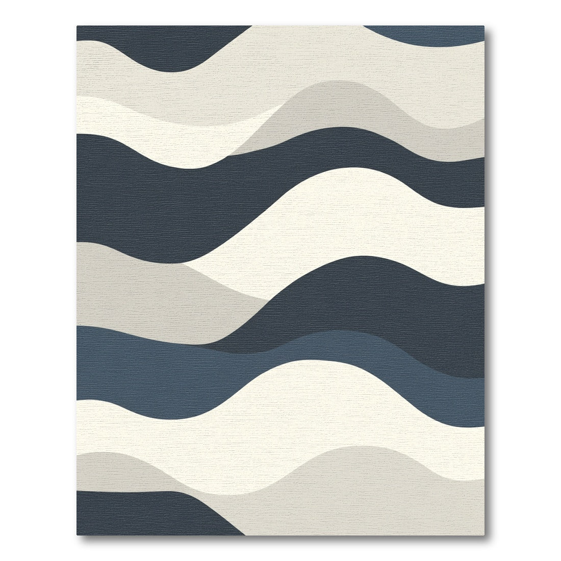 Deep Blue Cream Wavy Landscape Rug