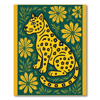 Yellow Jaguar Floral Green Field Rug