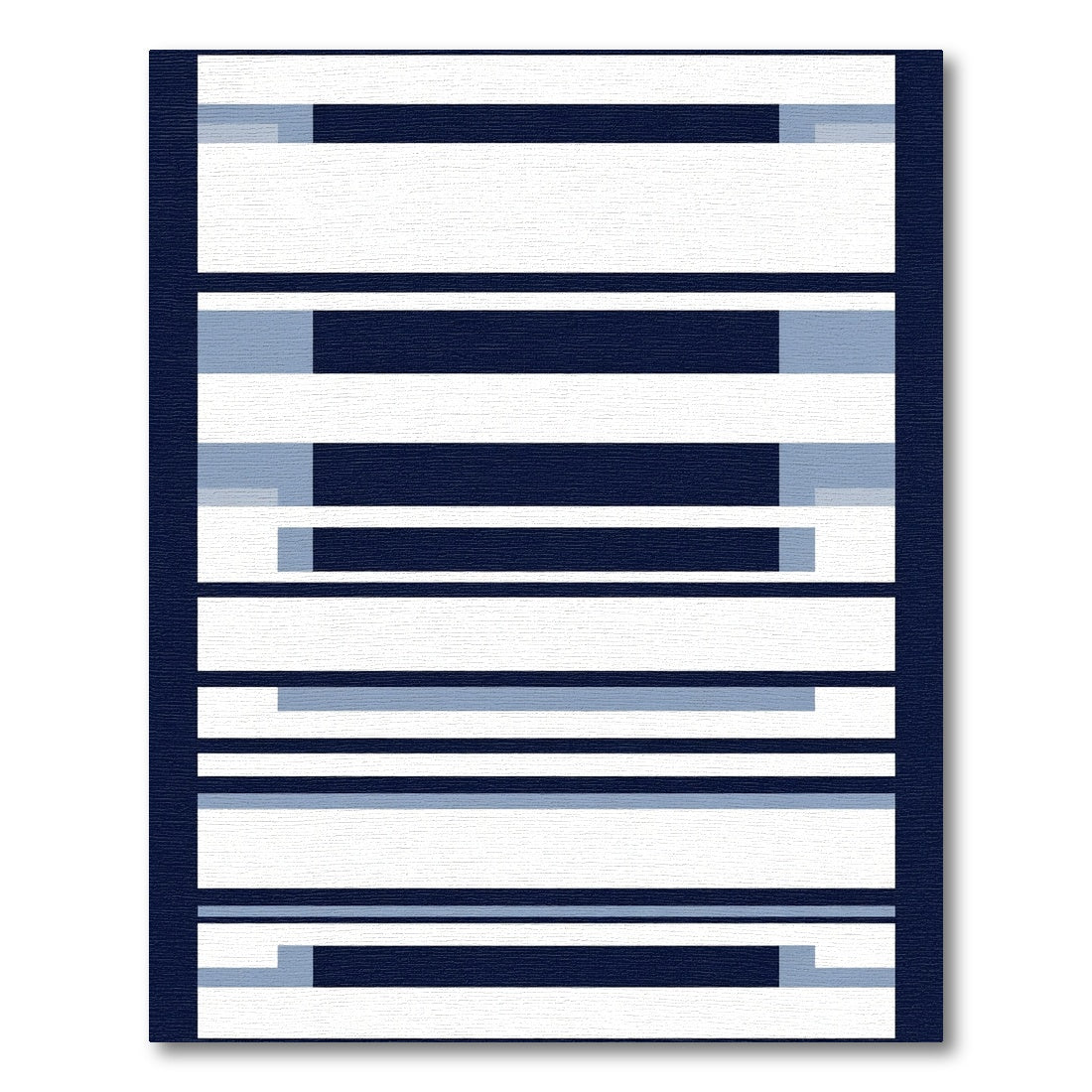 Navy White Blue Striped Rectangular Rug