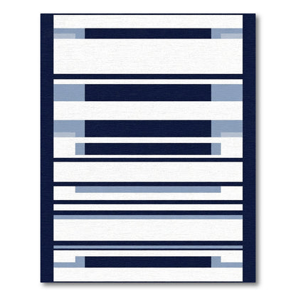Navy White Blue Striped Rectangular Rug