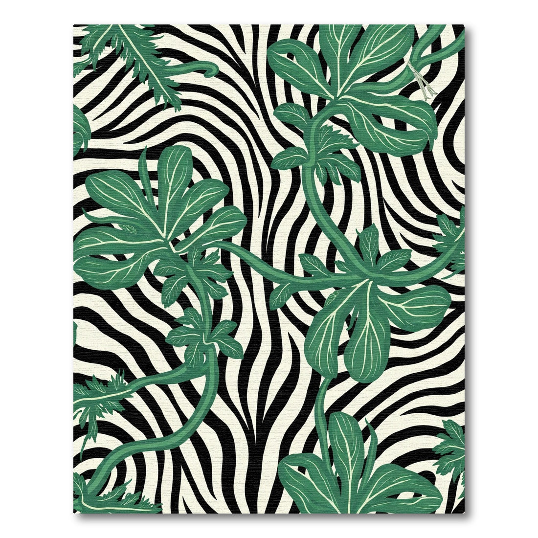 Green Leaf Zebra Stripe Vines Rug