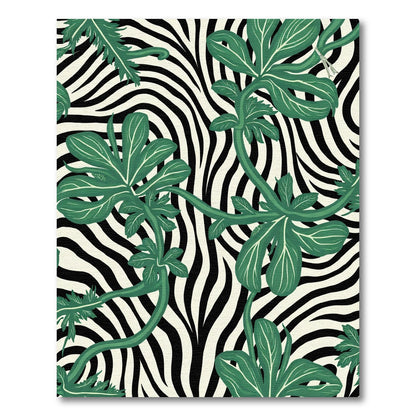 Green Leaf Zebra Stripe Vines Rug