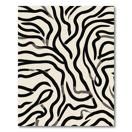 Cream Black Abstract Zebra Stripes Rug