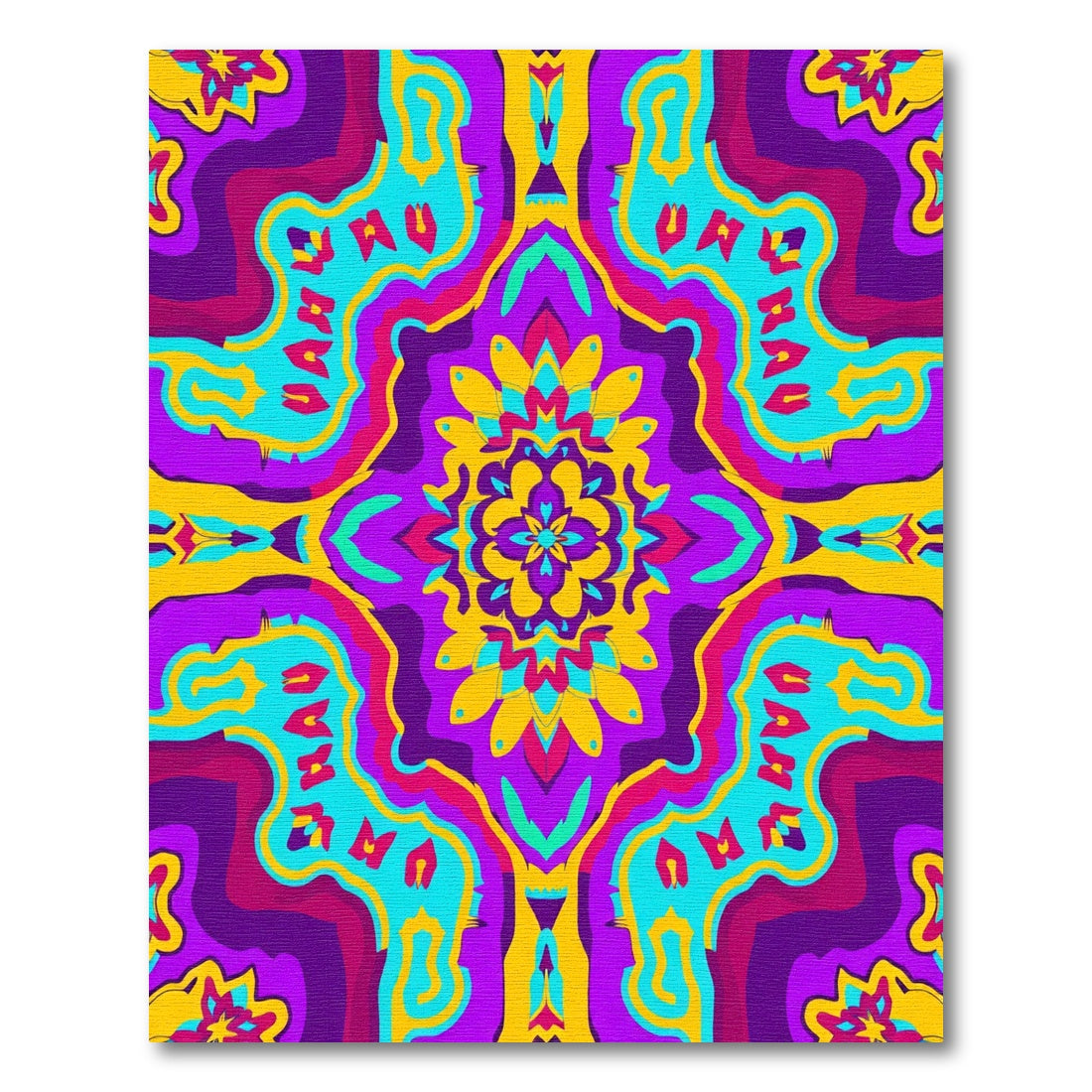 Vibrant Psychedelic Floral Tile Rug