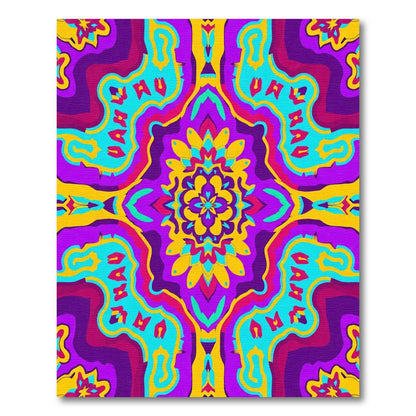 Vibrant Psychedelic Floral Tile Rug