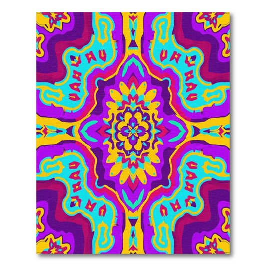 Vibrant Psychedelic Floral Tile Rug