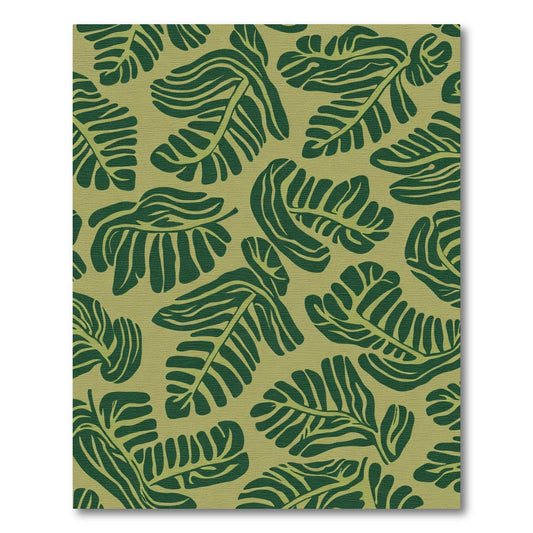Earthy Green Tropical Leaf Collage Rug