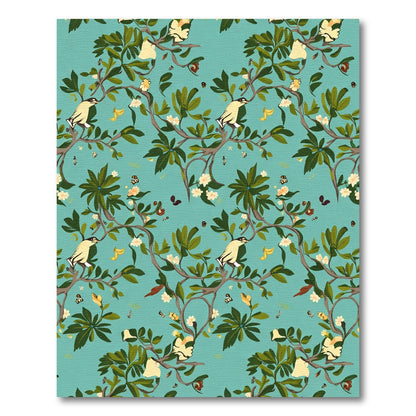Whimsical Light Blue Bird Branch Rug